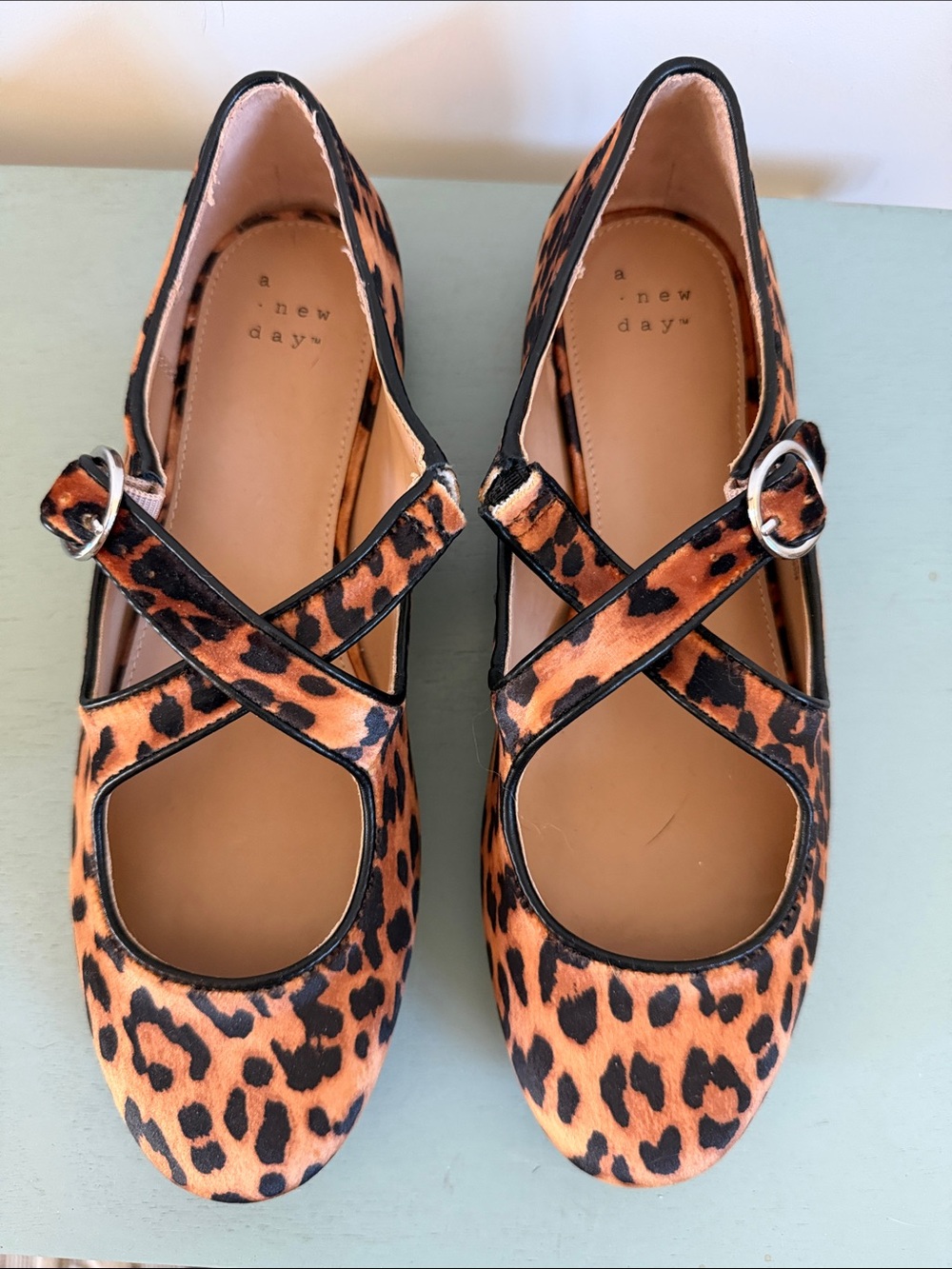 A New Day Leopard Print Mary Jane Flats. Never worn